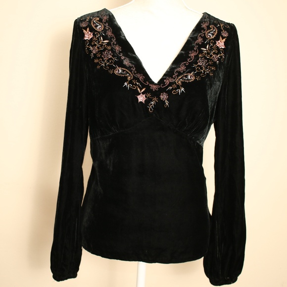 Carole Little Tops - 🆕Carole Little Black Velvet Bohemian Paisley Top